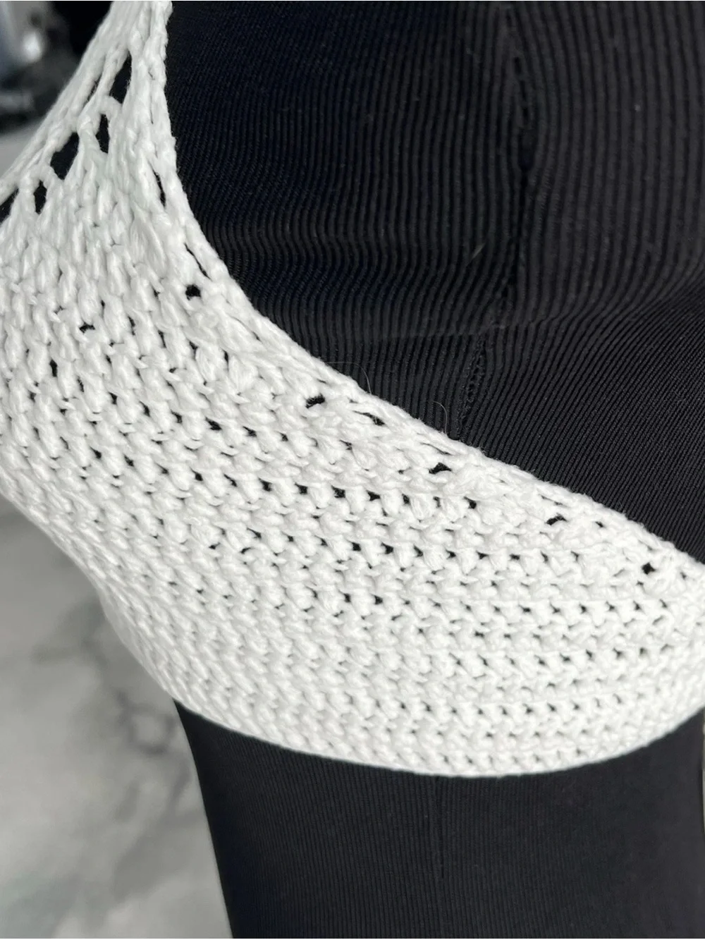 White Crochet Halter Crop Top cotton